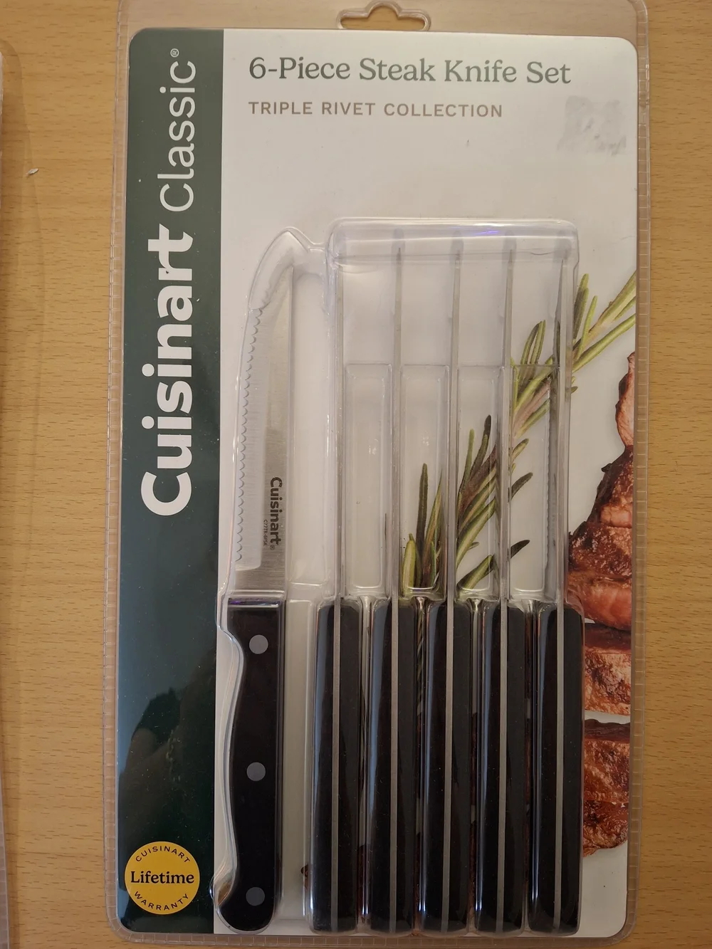 Cuisinart C77TR-6PSK 6pc Steak Knife Set Serrated 4.5in Stainless Black